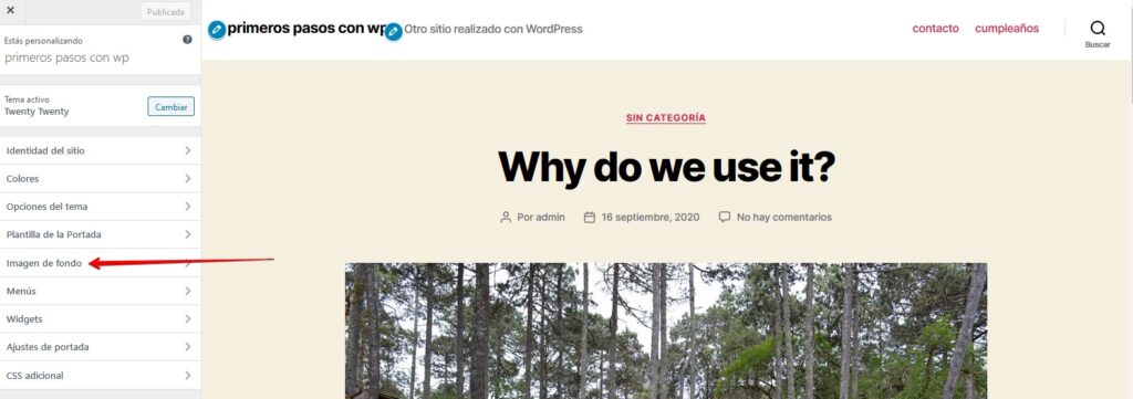 cambiar imagen de fondo en wordpress