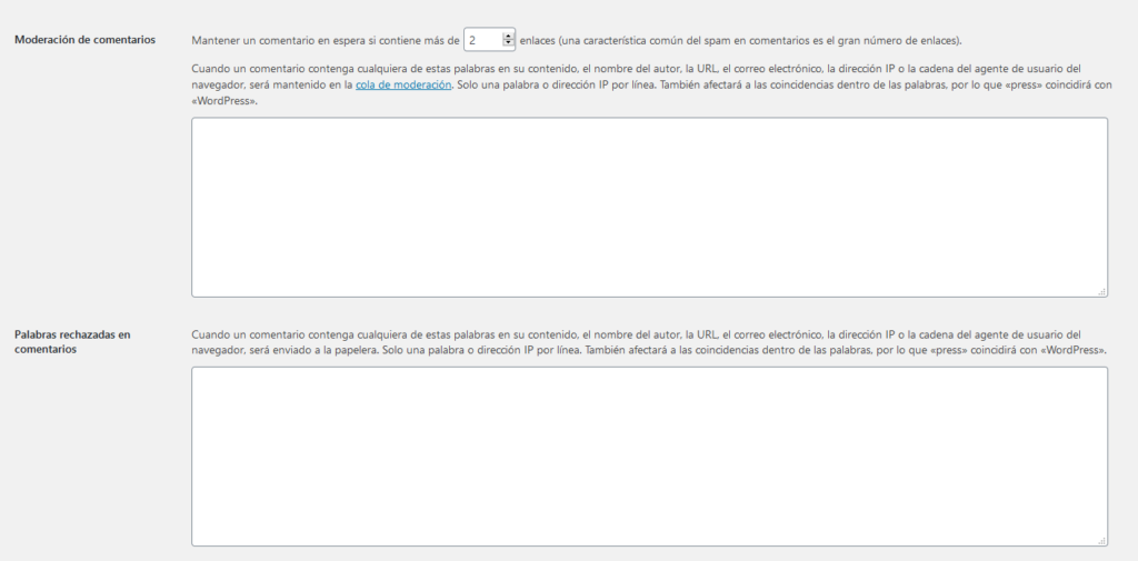 ajustes de comentarios en wordpress 2