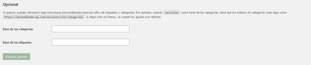 configurar los enlaces permanentes en wordpress 2