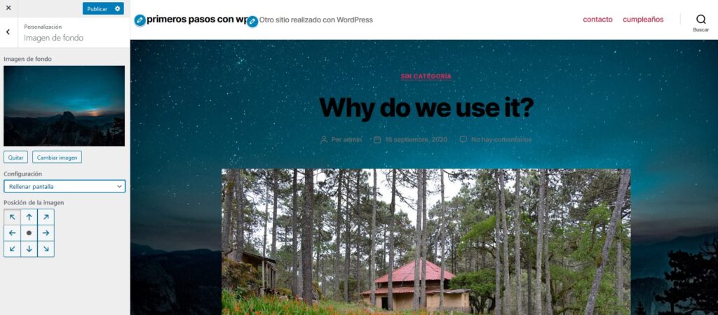 eligiendo imagen de fondo para wordpress