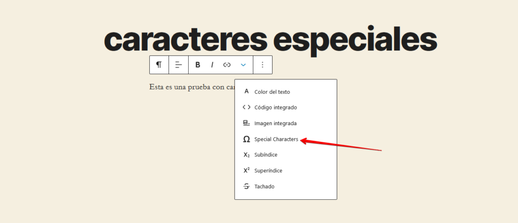 mostrando caracteres especiales en wordpress