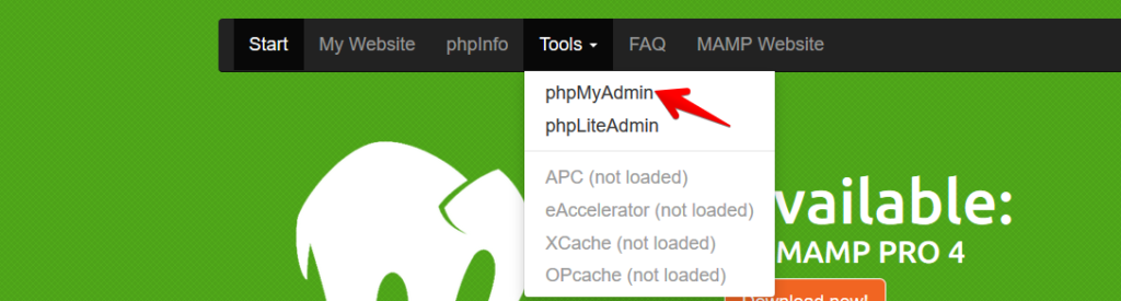 iniciando phpmyadmin