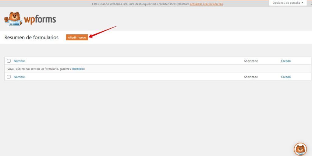 wpforms añadir nuevo