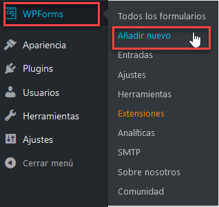 wpforms nuevo