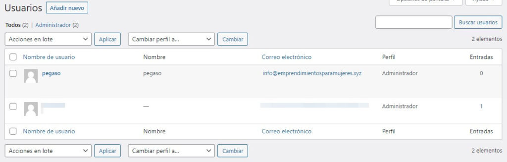 usuarios en wordpress