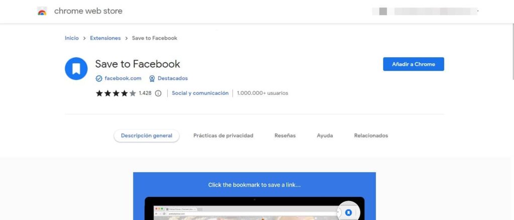 Save to Facebook extension google chrome