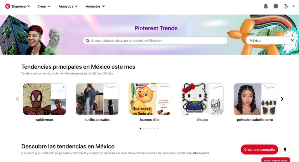 pagina Pinterest trends