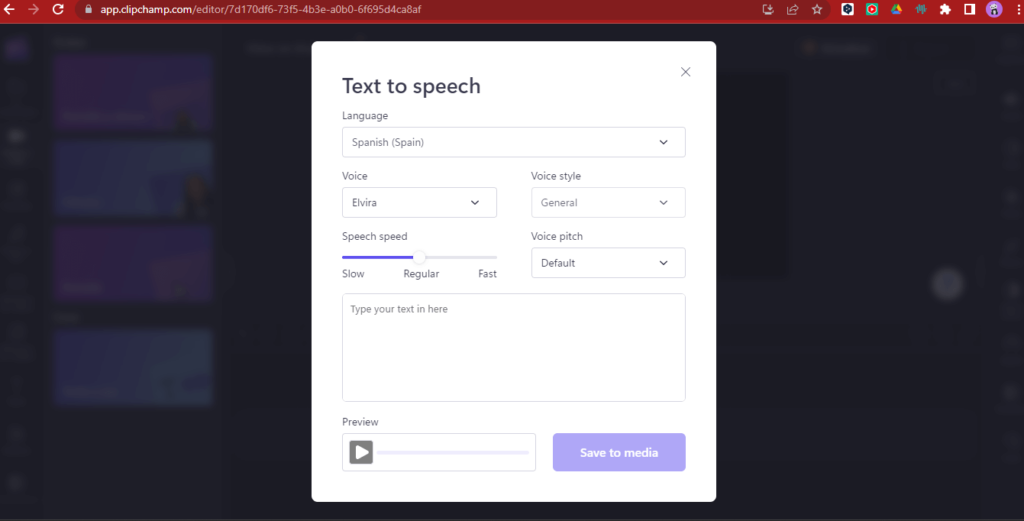 texto a voz con clipchamp