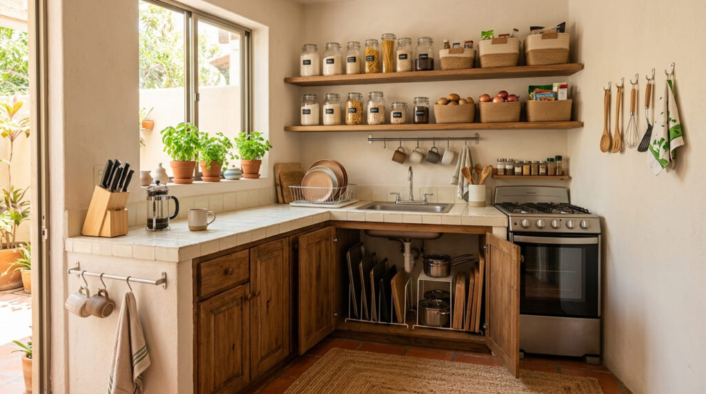 ideas económicas para organizar una cocina pequeña sin hacer remodelaciones