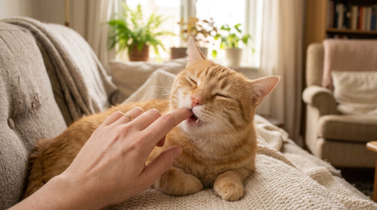 ¿Por qué mi gato me muerde suave al acariciarlo