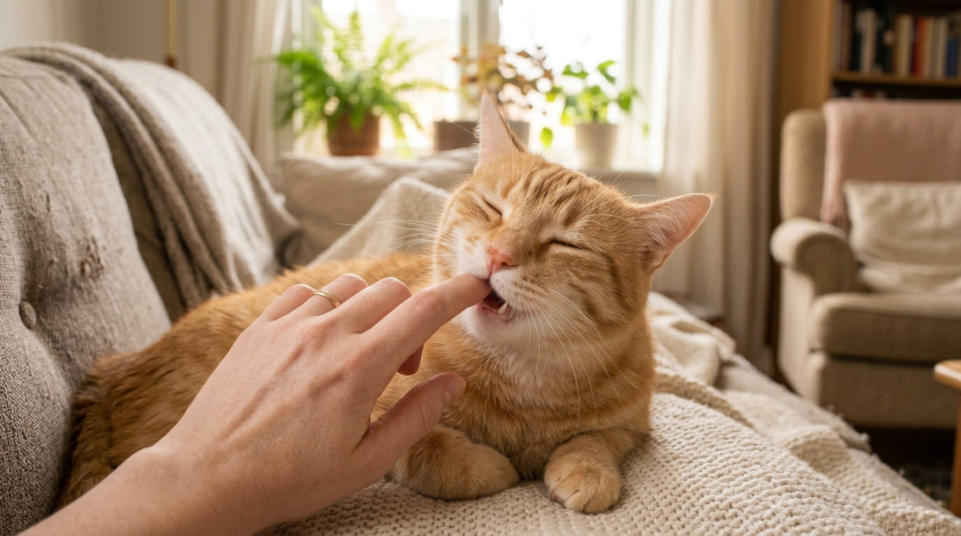 ¿Por qué mi gato me muerde suave al acariciarlo